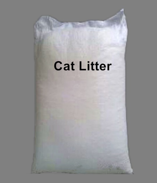 cat litter packed in woven bags